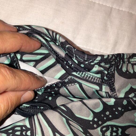 Danskin Now L Dri More Gray Teal Butterfly Athletic Active Leggings - Picture 11 of 14